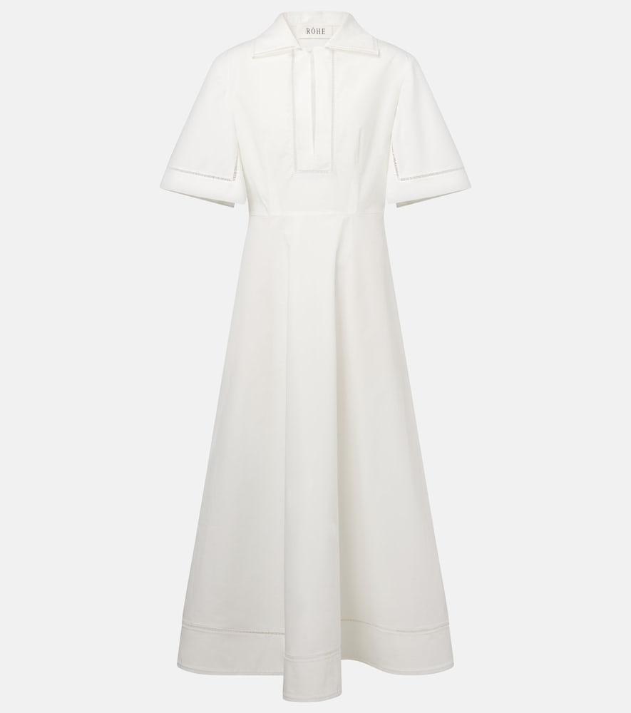 róhe embroidered cotton poplin midi dress