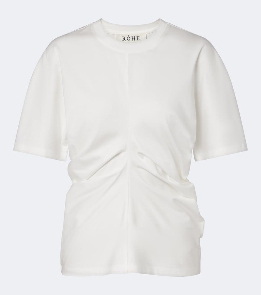róhe gathered cotton and silk-blend t-shirt