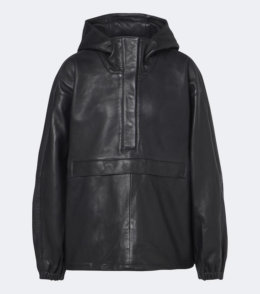 róhe hooded oversized leather jacket
