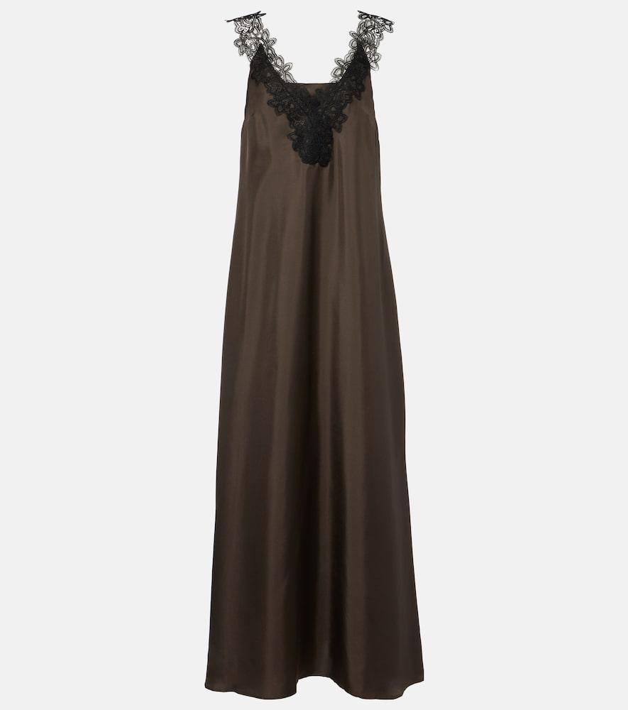 róhe lace-trimmed silk maxi dress