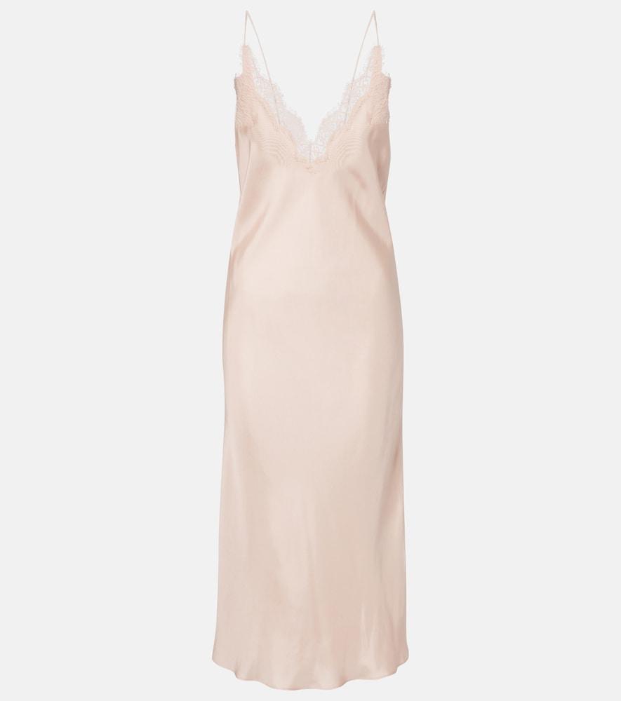 róhe lace-trimmed silk satin slip dress