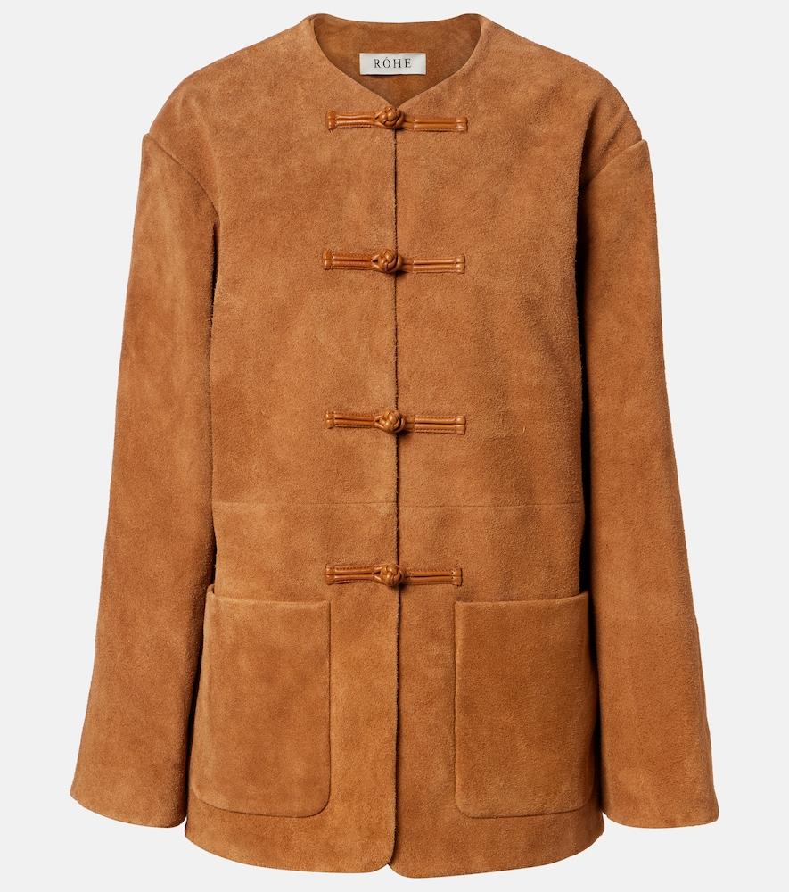 róhe leather-trimmed suede jacket