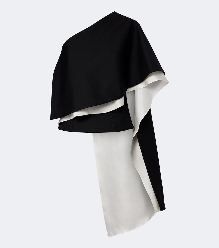 róhe one-shoulder caped wool-blend top