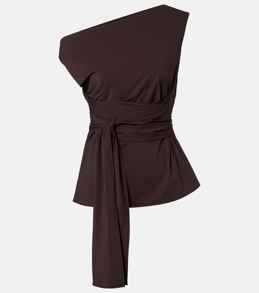 róhe one-shoulder jersey wrap top