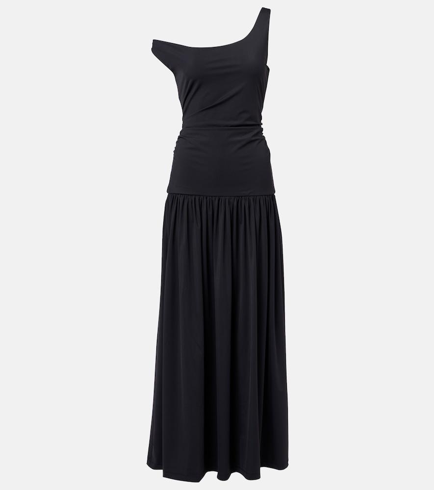 róhe one-shoulder plissé maxi dress
