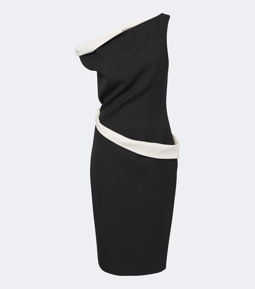 róhe paneled one-shoulder wool-blend midi dress