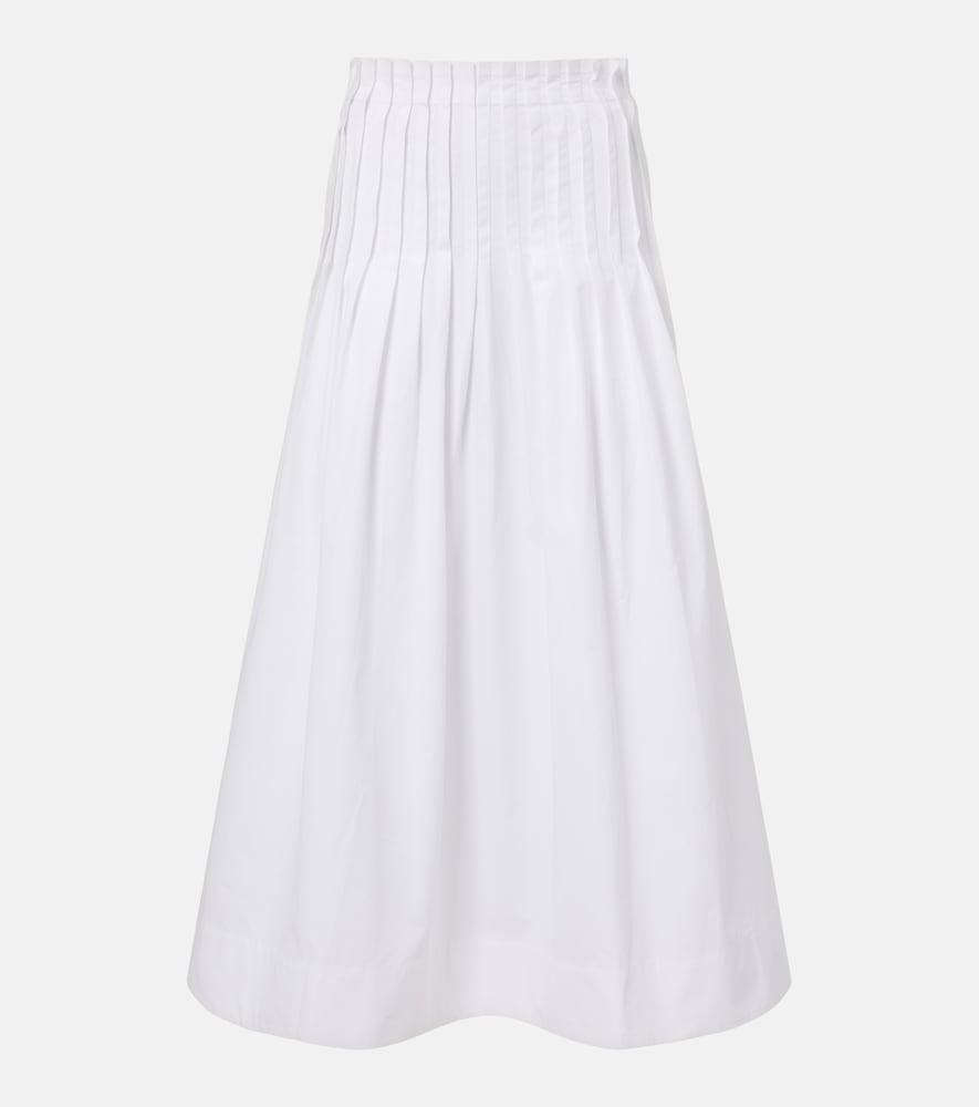 róhe pleated cotton poplin midi skirt