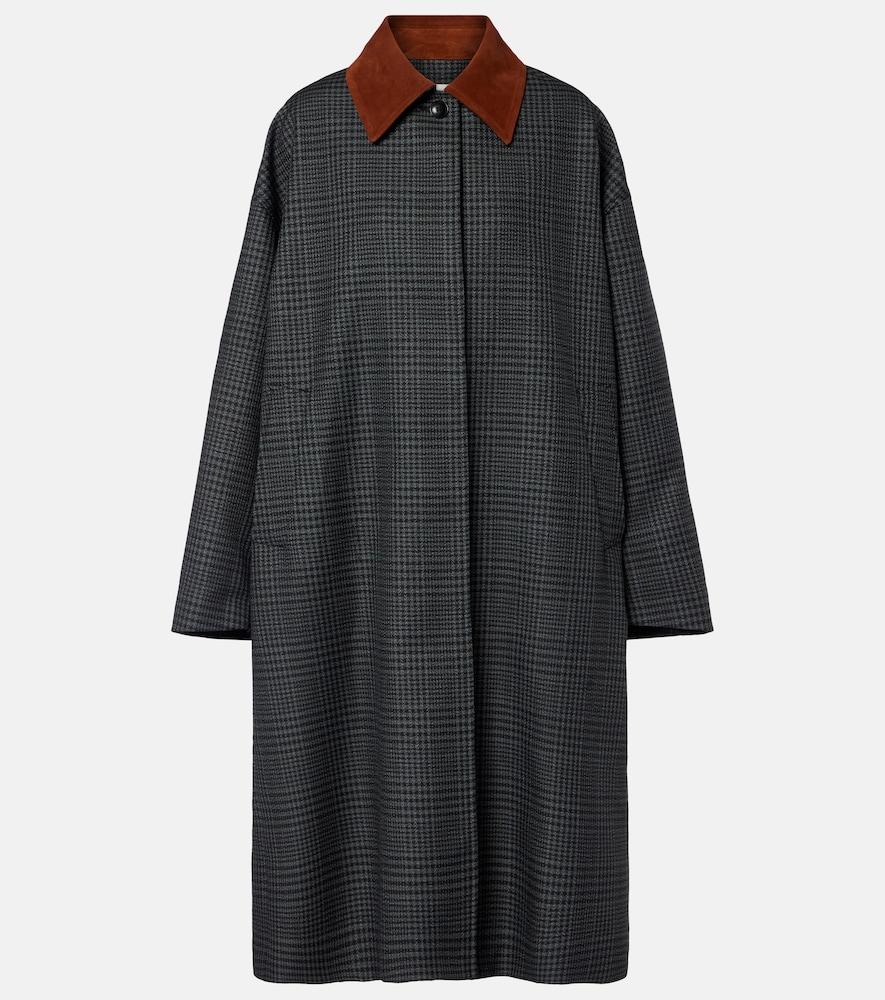 róhe prince of wales check virgin wool coat