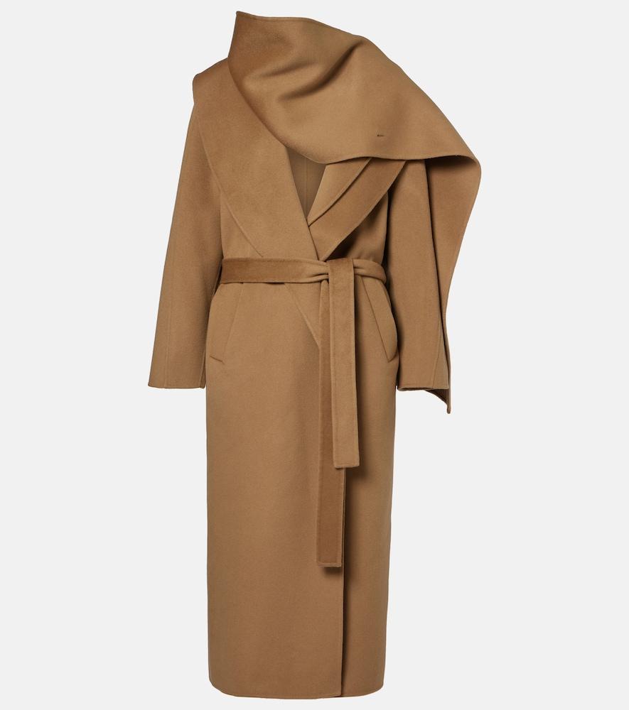 róhe scarf-detail wool and cashmere wrap coat
