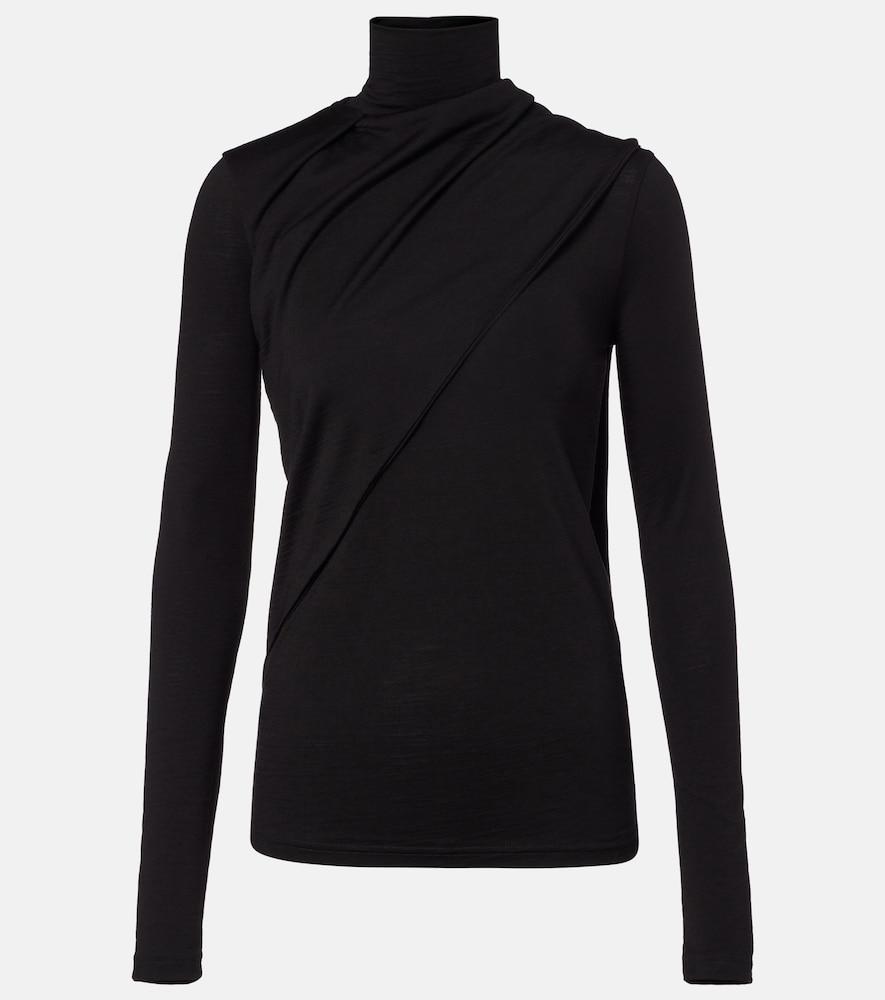 róhe scarf-detail wool jersey top