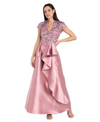 r m richards womens long mikado ballgown with embroidered mesh bodice