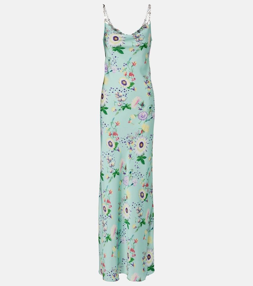 rabanne chain-detail floral maxi dress
