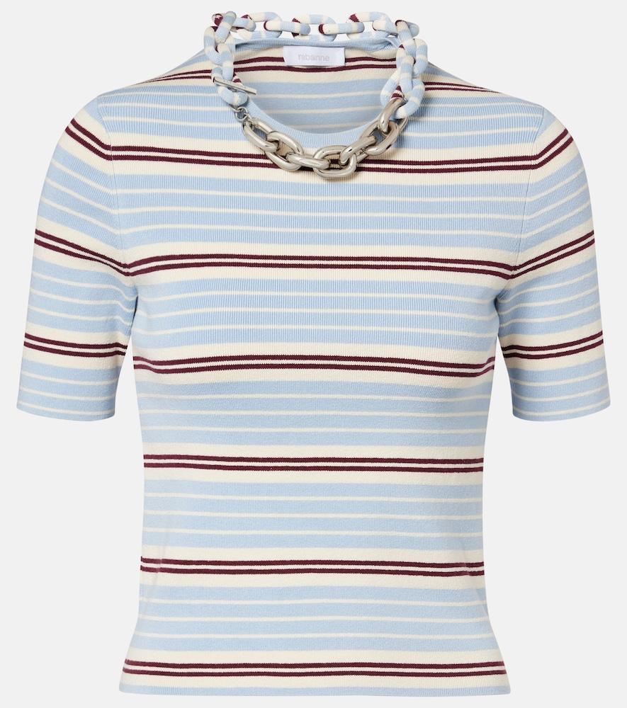 rabanne chain-detail silk and cotton-blend top