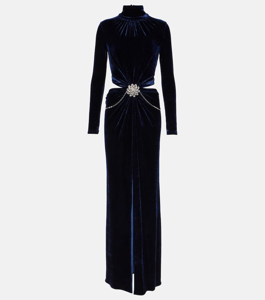 rabanne crystal-embellished velvet maxi dress