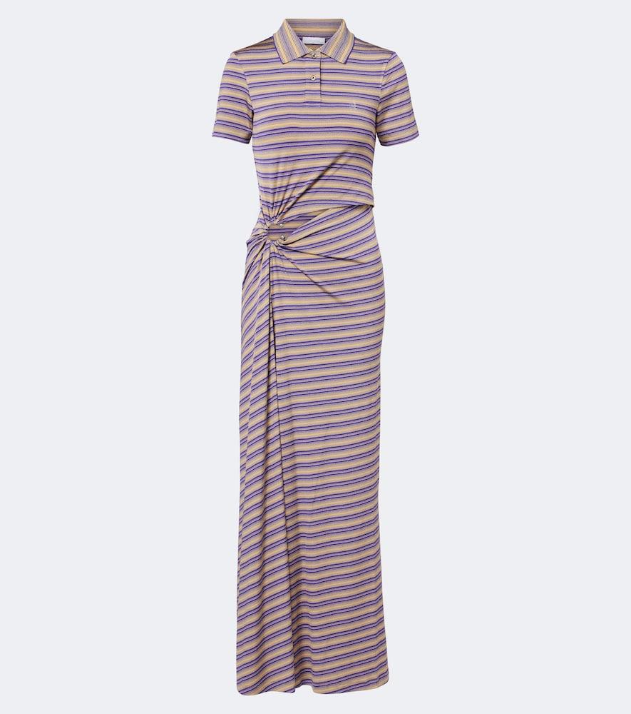 rabanne cutout gathered striped crêpe maxi dress