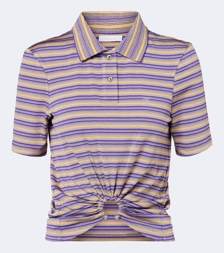 rabanne cutout gathered striped crêpe top