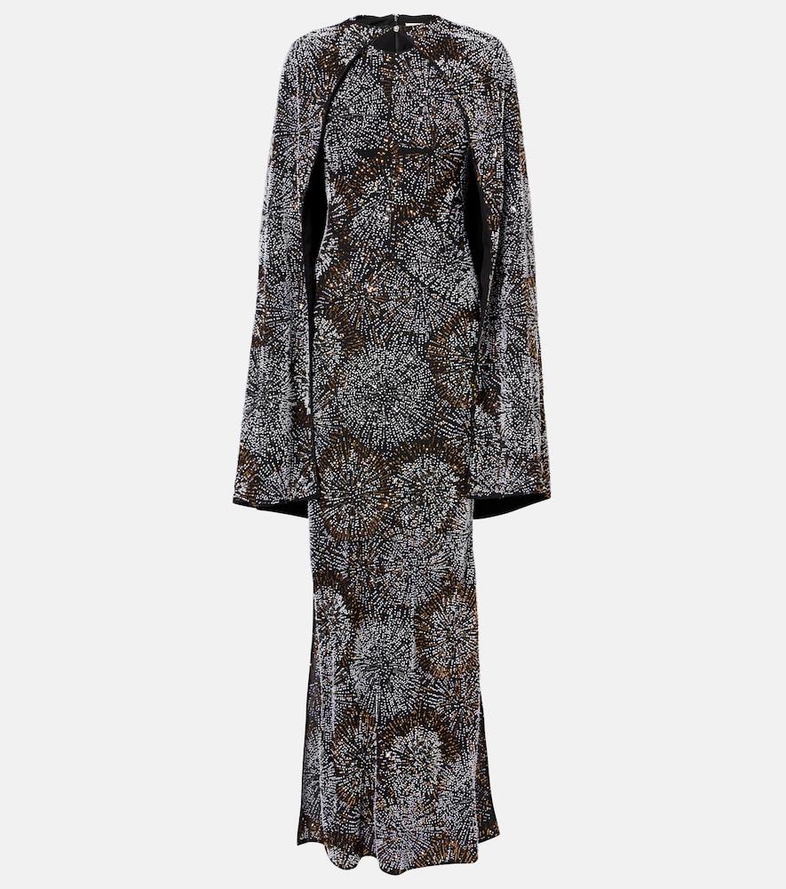 rabanne embellished caped gown
