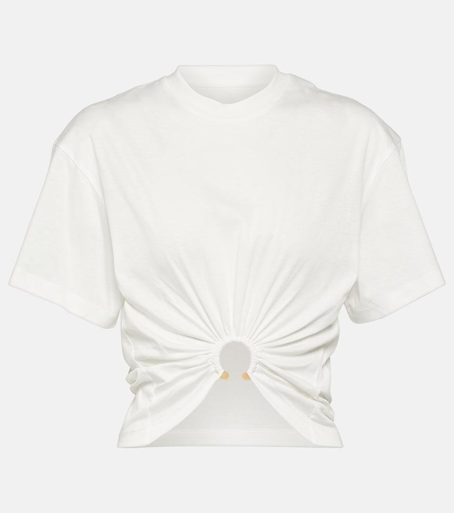 rabanne embellished cotton jersey crop top