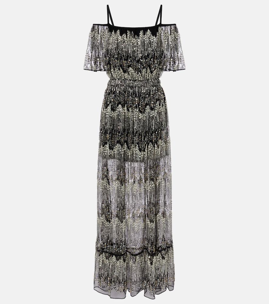 rabanne embellished off-shoulder gown