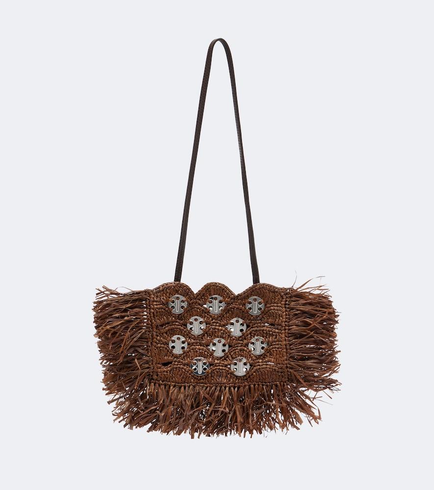 rabanne embellished raffia shoulder bag