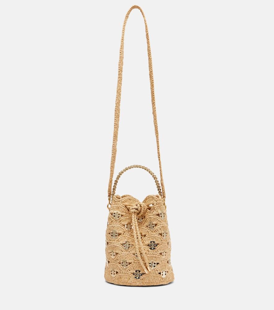 rabanne embellished raffia tote bag