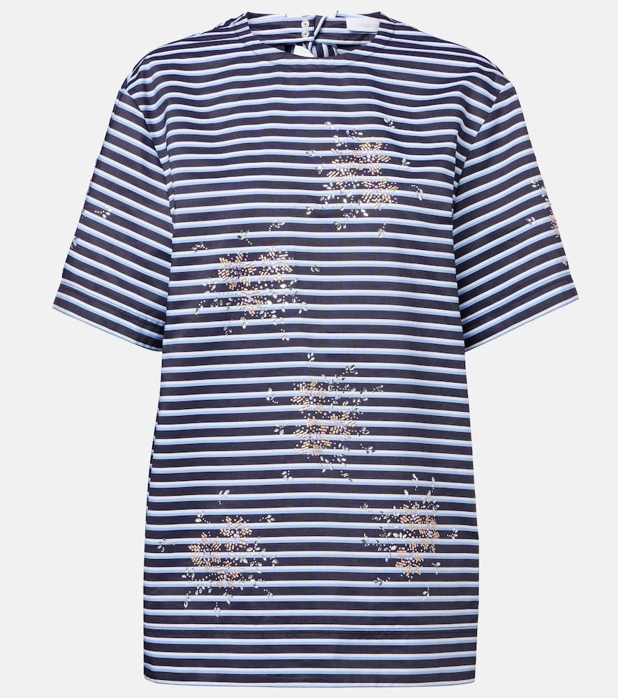 rabanne embellished striped cotton jersey t-shirt