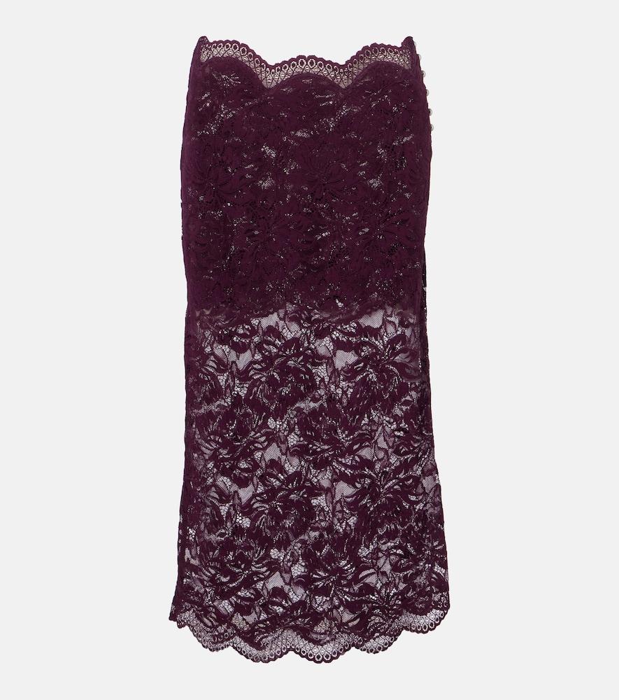 rabanne floral lace midi skirt