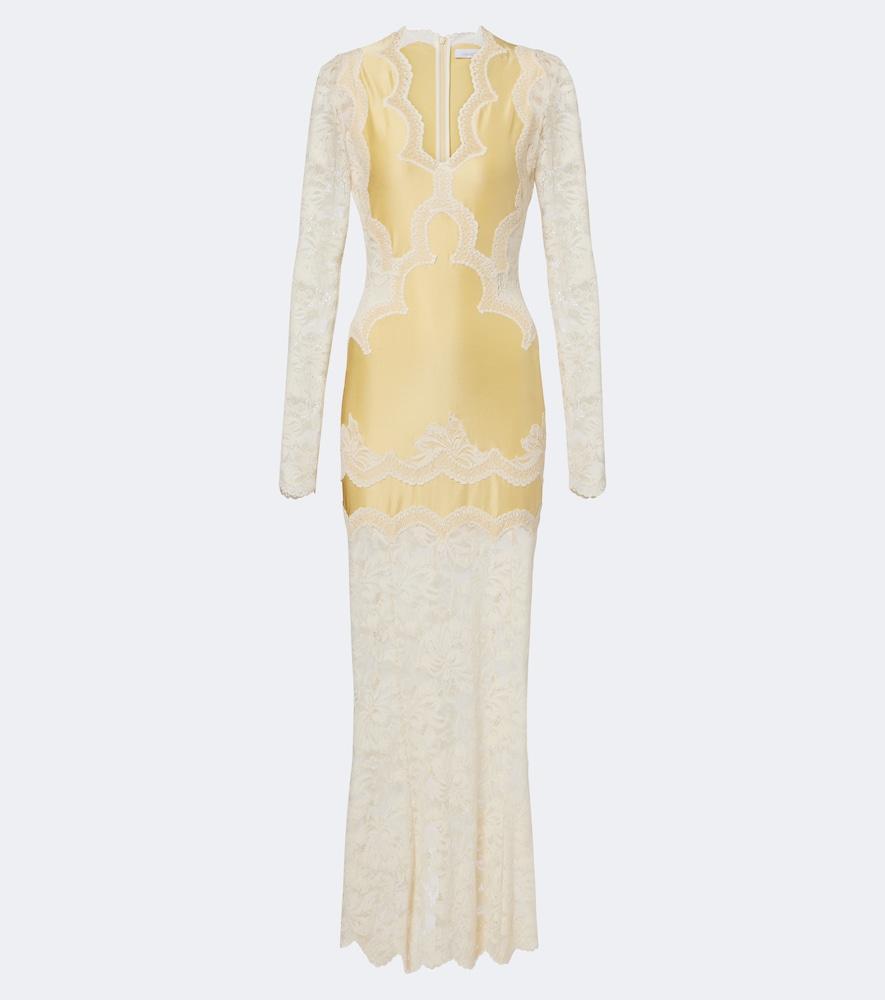 rabanne lace and satin maxi dress