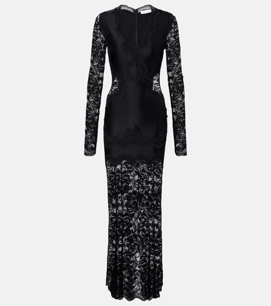 rabanne lace-trimmed jersey maxi dress