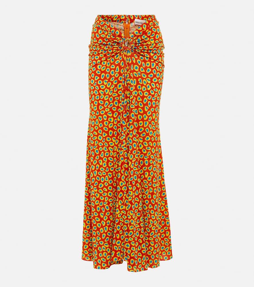 rabanne low-rise printed jersey maxi skirt