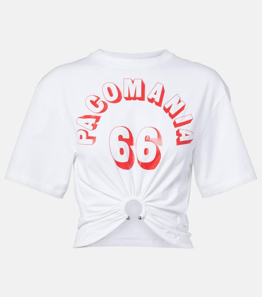 rabanne printed cropped cotton-blend t-shirt