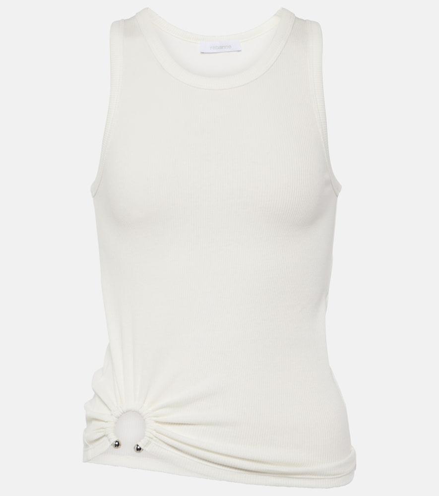 rabanne ring-detail cotton-blend jersey tank top