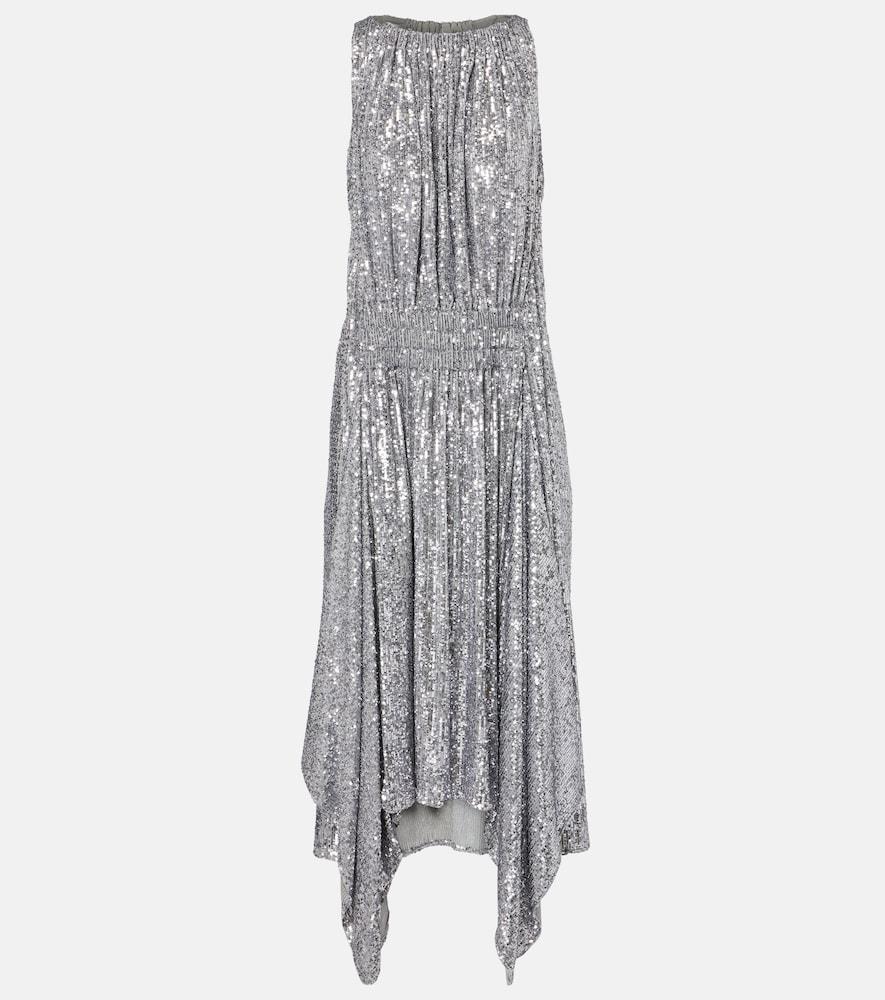 rabanne sequined gathered cocktail dress