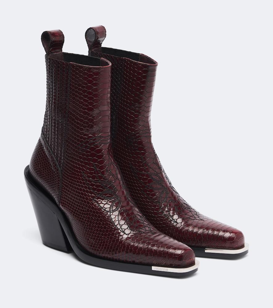 rabanne snake-effect leather cowboy boots
