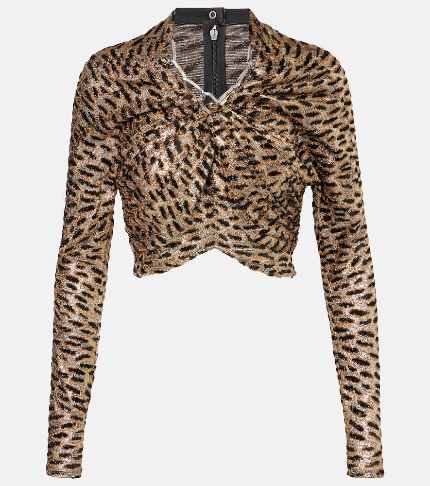 rabanne tiger-print metallic top