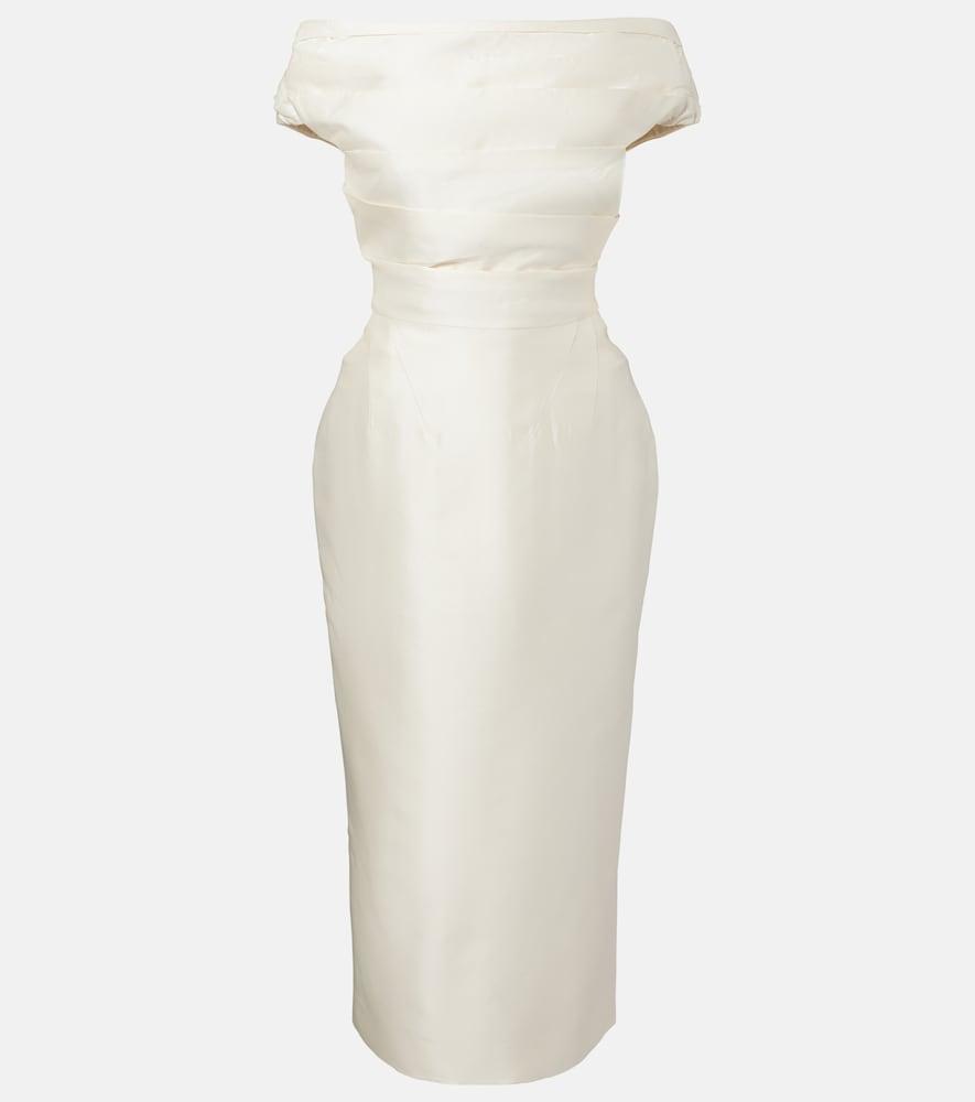 rachel gilbert bronte off-shoulder wool and silk cocktail dress