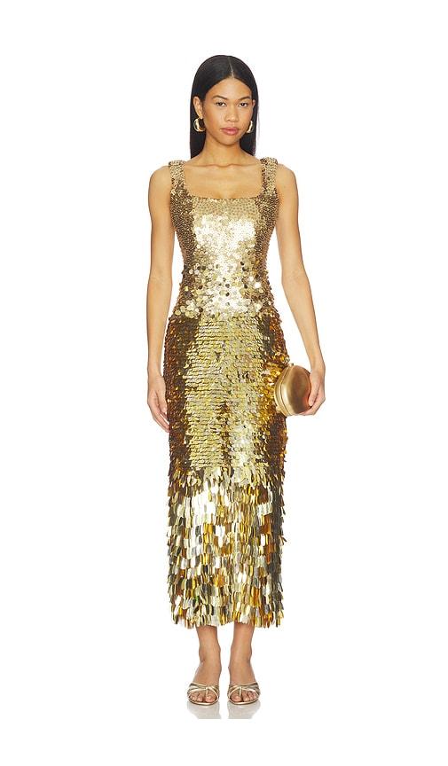 rachel gilbert remy dress in metallic gold. - size 2 (also in 4)