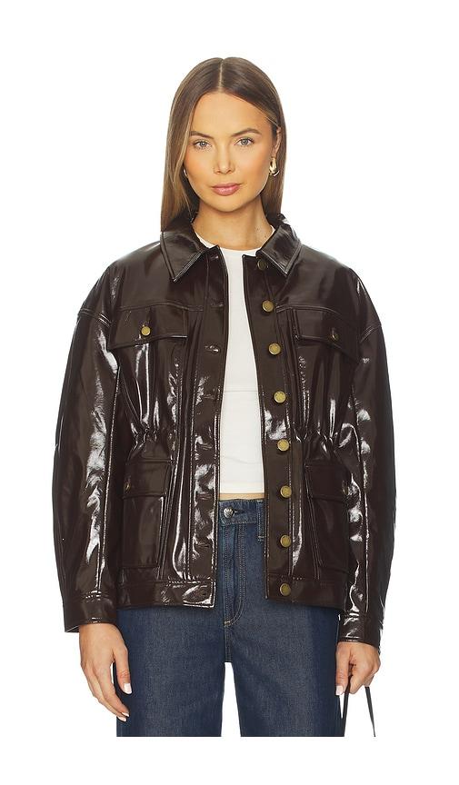 rag & bone amy faux patent leather jacket in chocolate. - size m (also in xs, s)