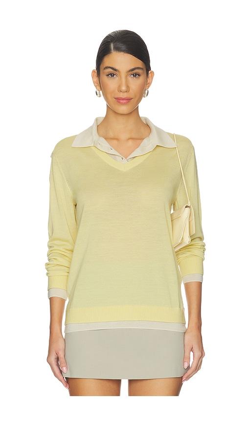 rag & bone anne long sleeve layered polo in yellow. - size l (also in xs, s, m)