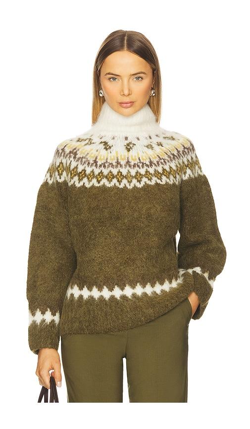 rag & bone beth oversized fair isle turtleneck in army. - size s (also in xs)