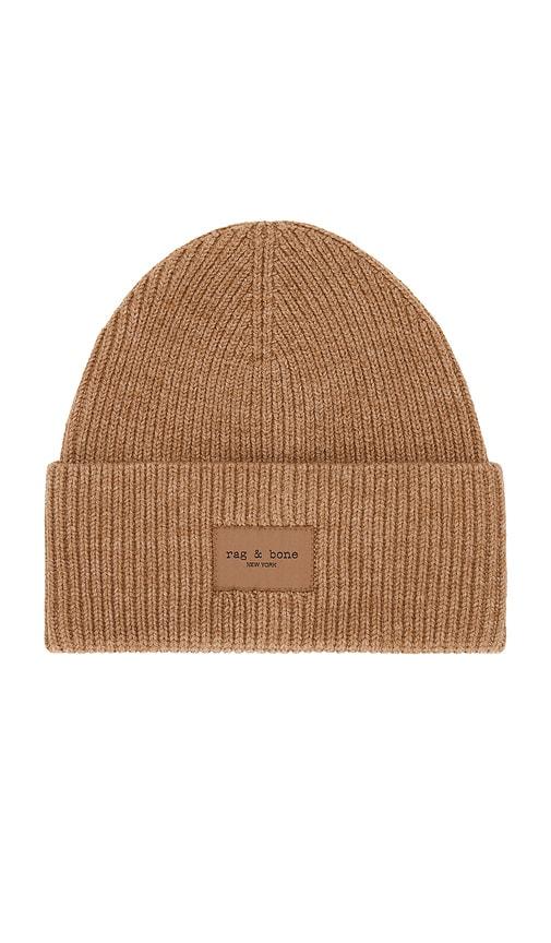 rag & bone blake wool blend beanie in tan.