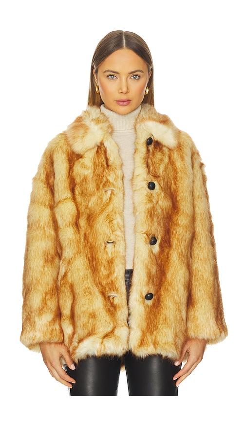 rag & bone brenna faux fur jacket in brown. - size l (also in s, m)