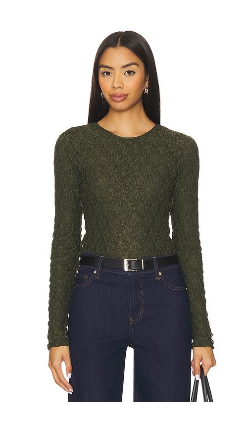 rag & bone ellie lace long sleeve tee in army. - size s (also in xs)