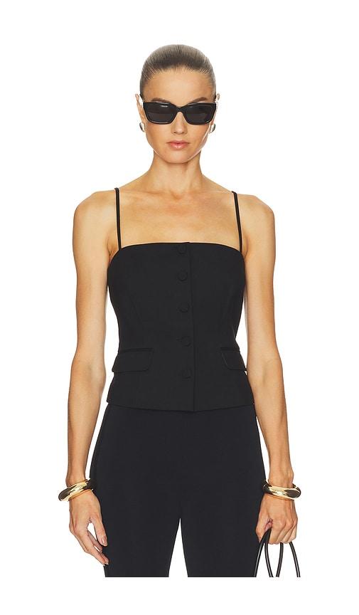rag & bone irina ponte squareneck button tank in black. - size 0 (also in 2, 4, 6, 8, 10)