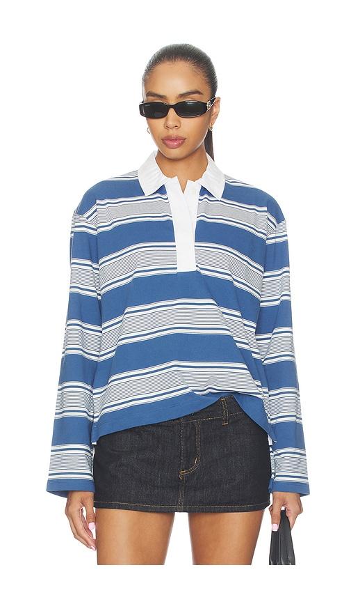 rag & bone kelly stripe polo long sleeve in multi. - size l (also in m, s, xs)