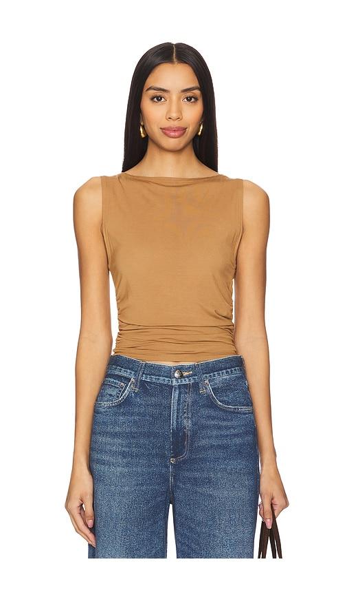 rag & bone luca shirred tank in tan. - size xl (also in xxs)