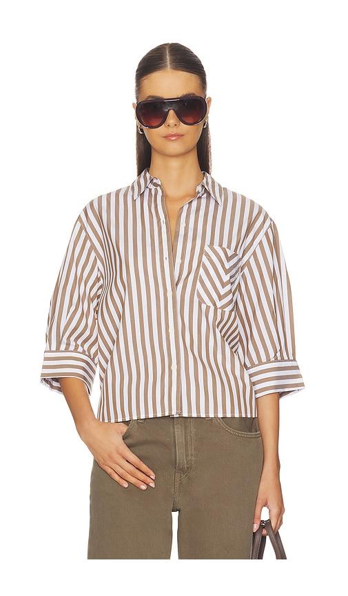 rag & bone lucia stripe poplin shirt in brown. - size m (also in s, xs)