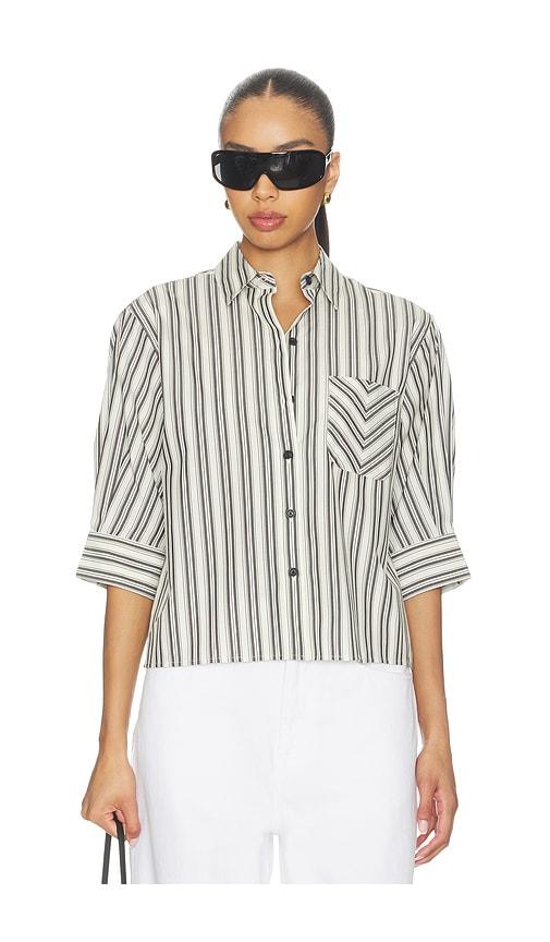 rag & bone lucia stripe poplin shirt in grey. - size m (also in xs, s)