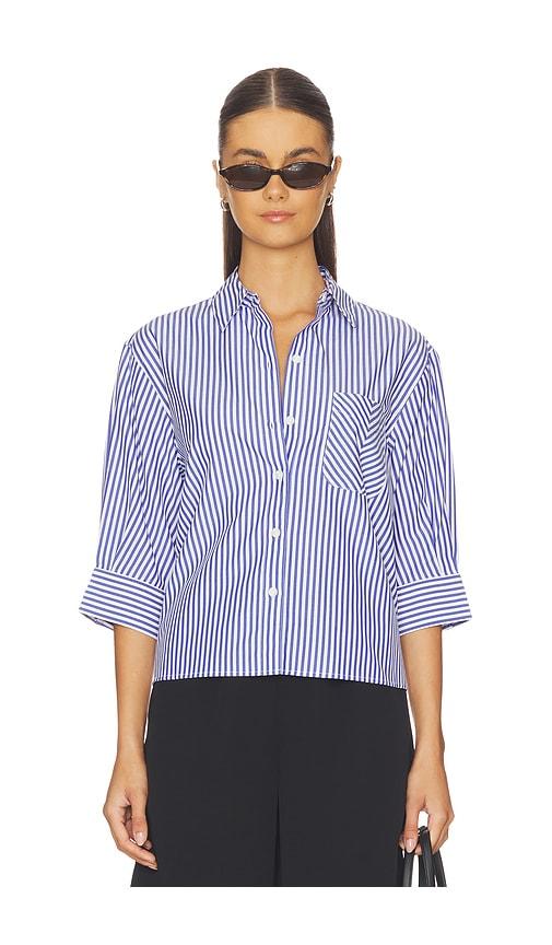 rag & bone lucia stripe poplin shirt in navy. - size l (also in xs, s, m)