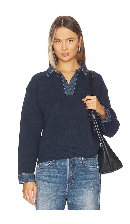 rag & bone marie denim polo in navy. - size m (also in xs)